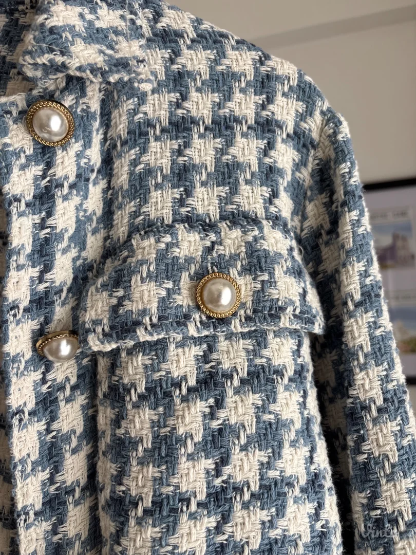 Zara pepito blejzer/jaknica sa biserima - plavo beli (Kao nov)