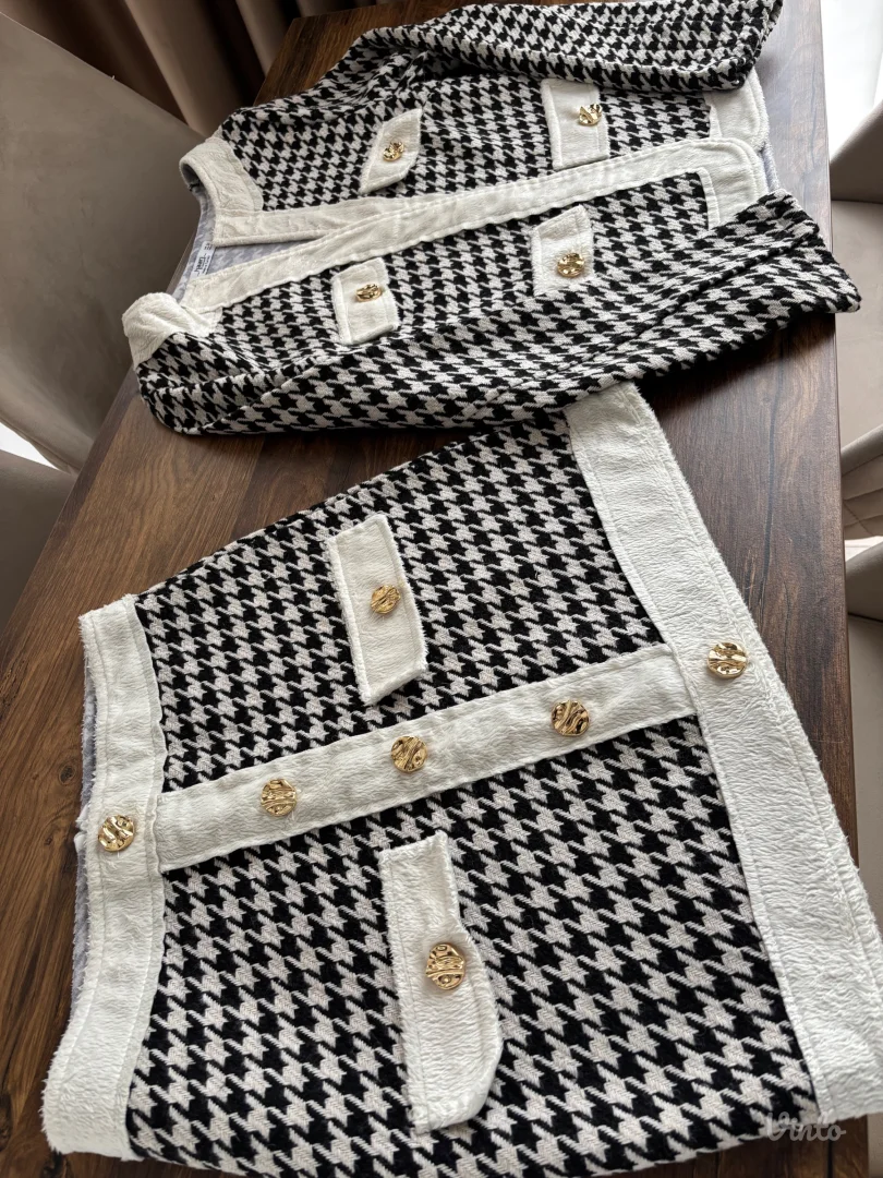 Elegantan Tweed Komplet (Blejzer + Suknja)