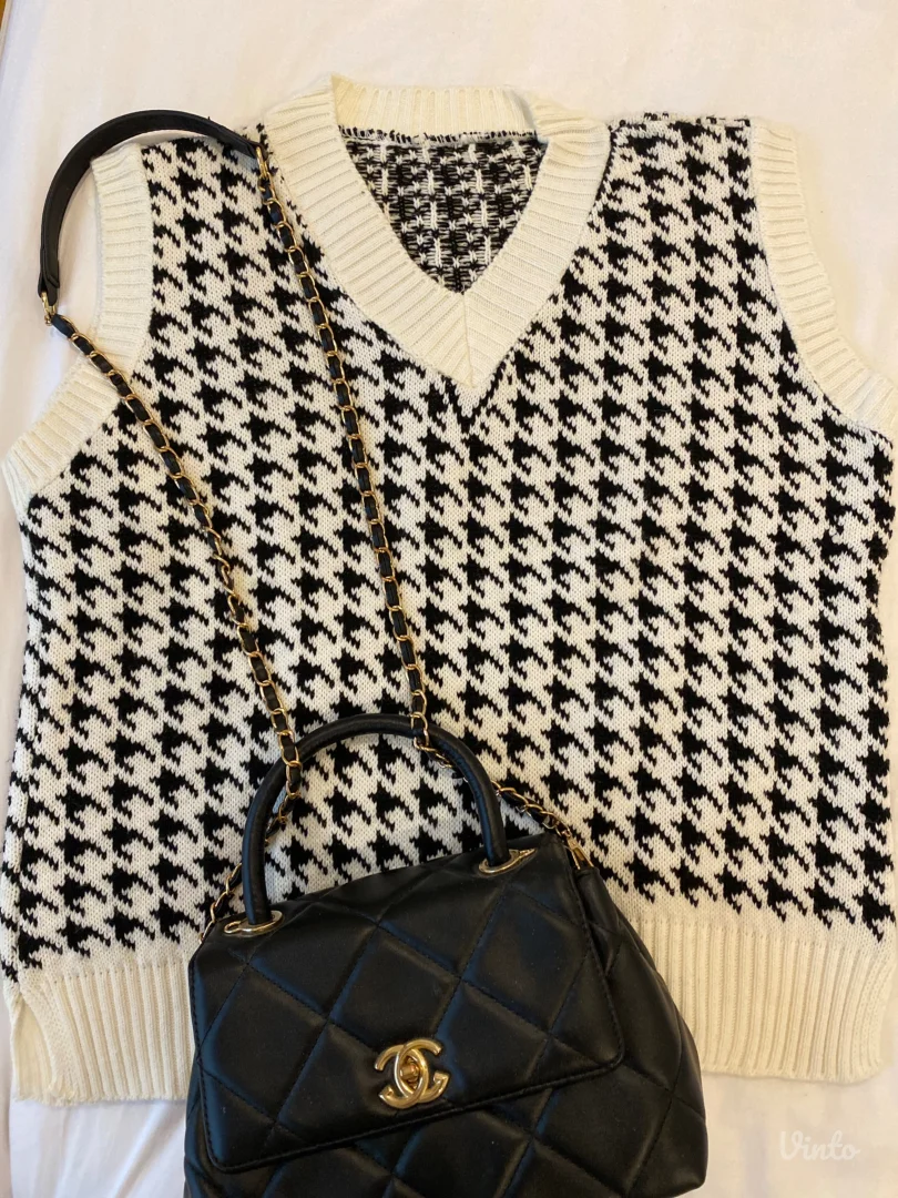 Džemper sa V prorezom na vratu, bez rukava, nov