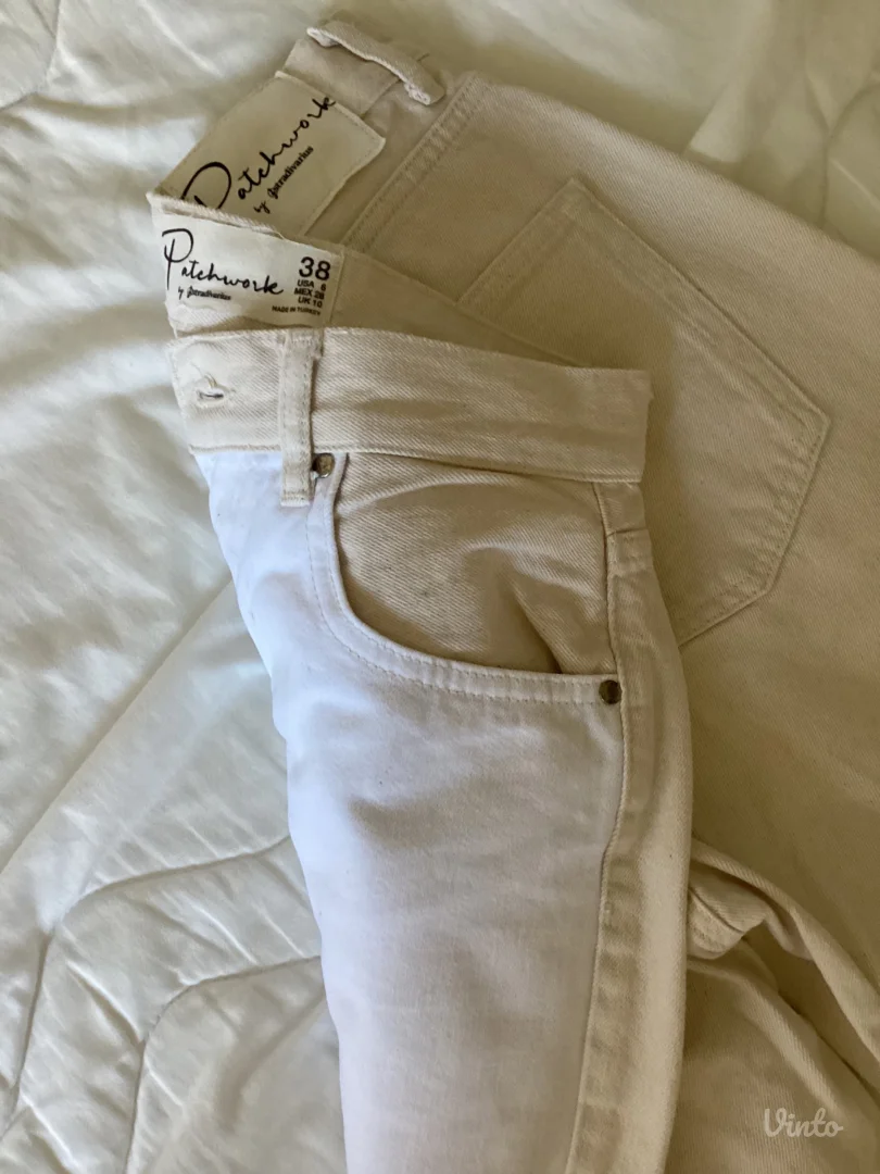 Stradivarius patchwork nove dvobojne farmerke