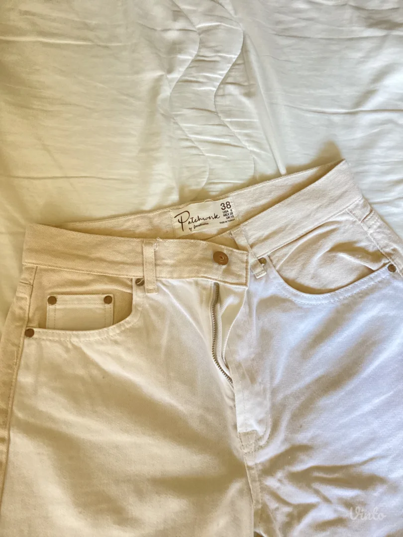 Stradivarius patchwork nove dvobojne farmerke