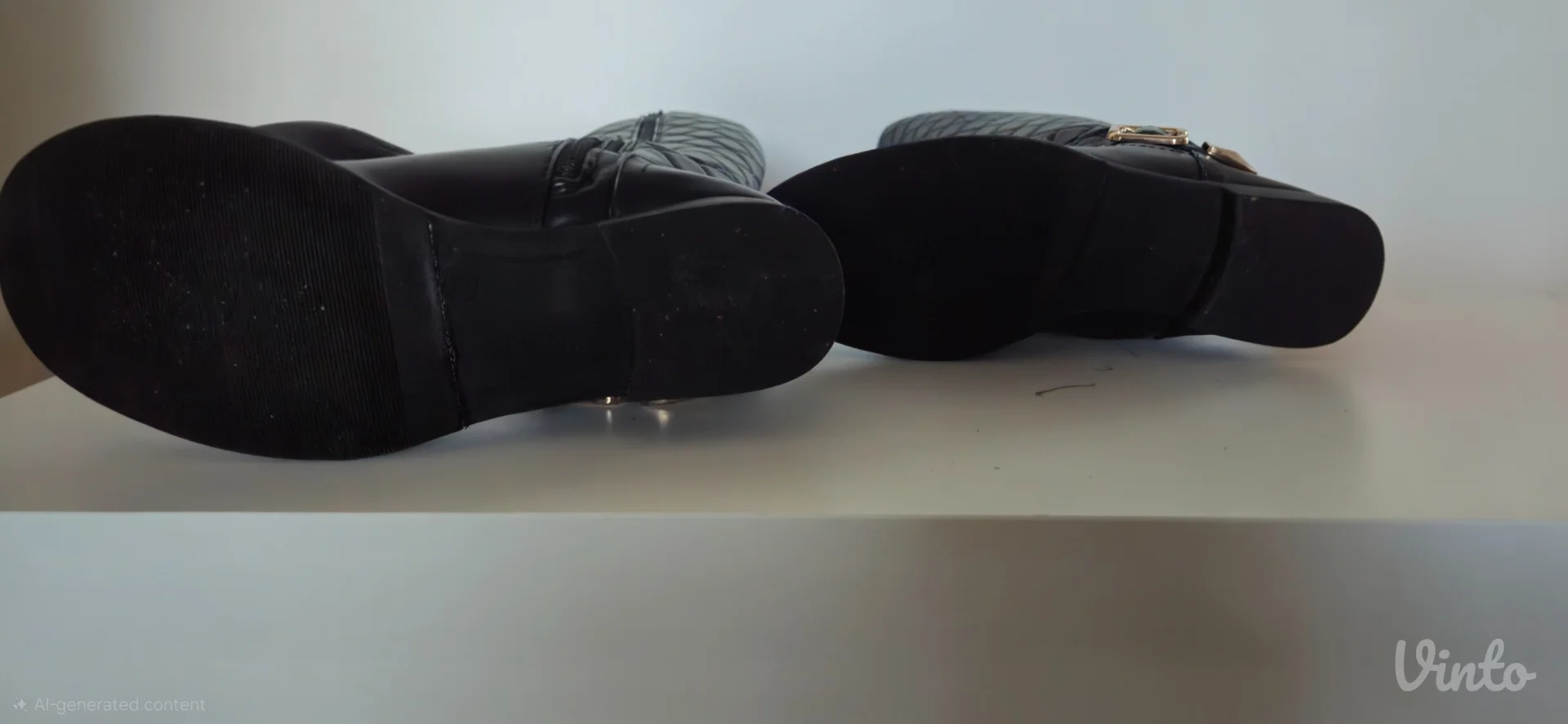 Crne čizme do kolena štepani dezen (br 38)