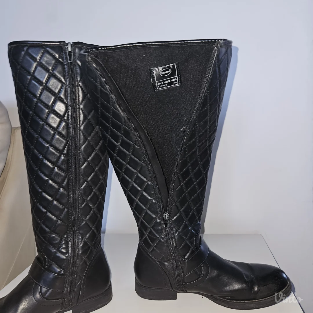 Crne čizme do kolena štepani dezen (br 38)