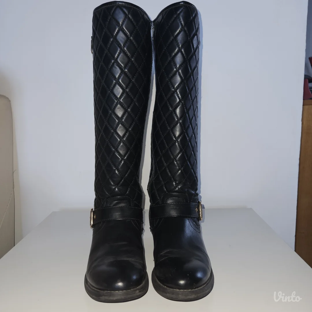 Crne čizme do kolena štepani dezen (br 38)