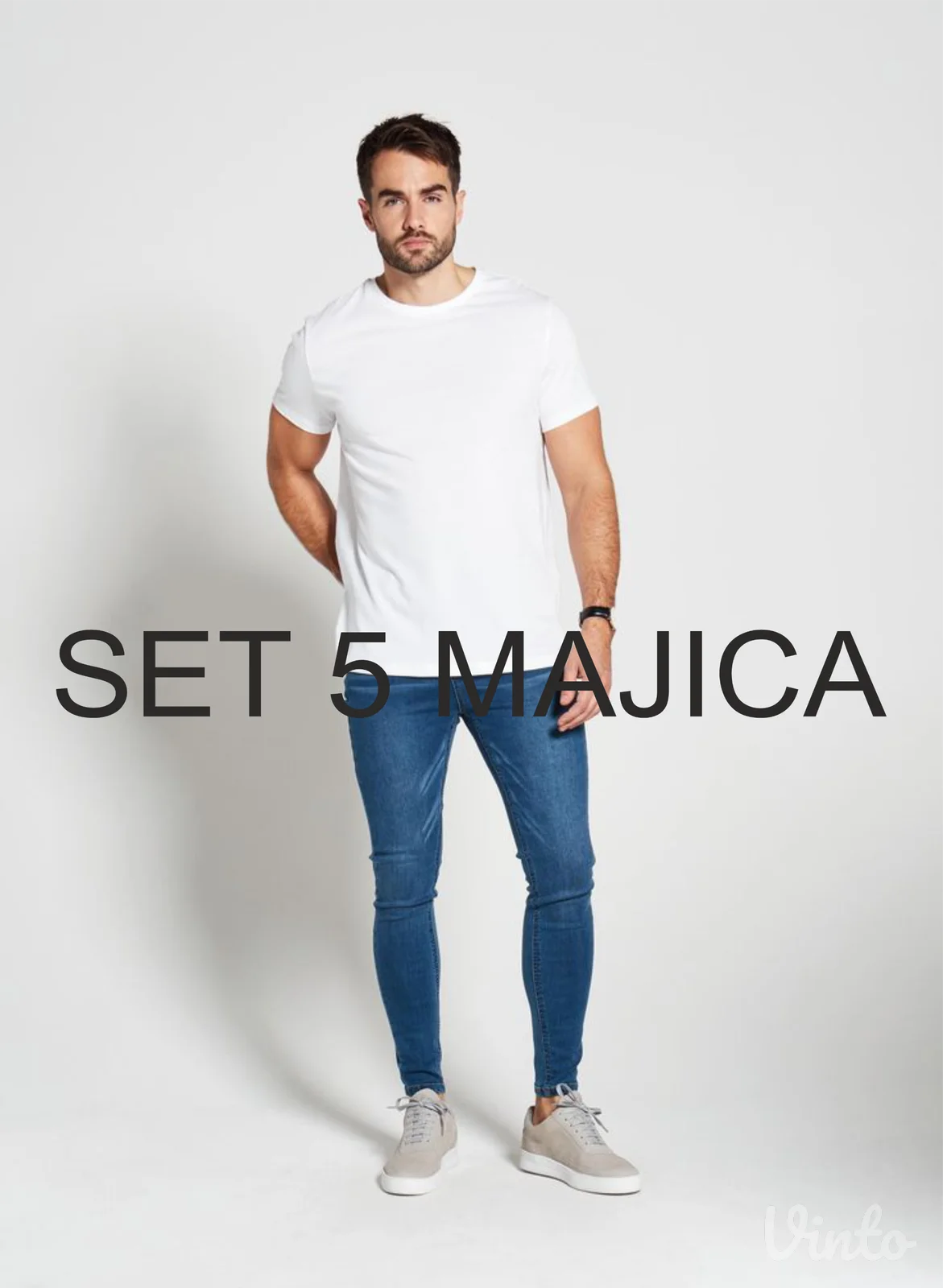 Set 5 Muških Majica od 100% Pamuka | Crne i Bele Majice – Mafimi