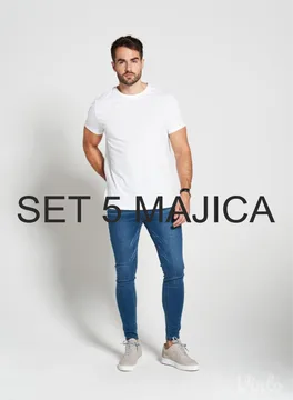 Set 5 Muških Majica od 100% Pamuka | Crne i Bele Majice – Mafimi
