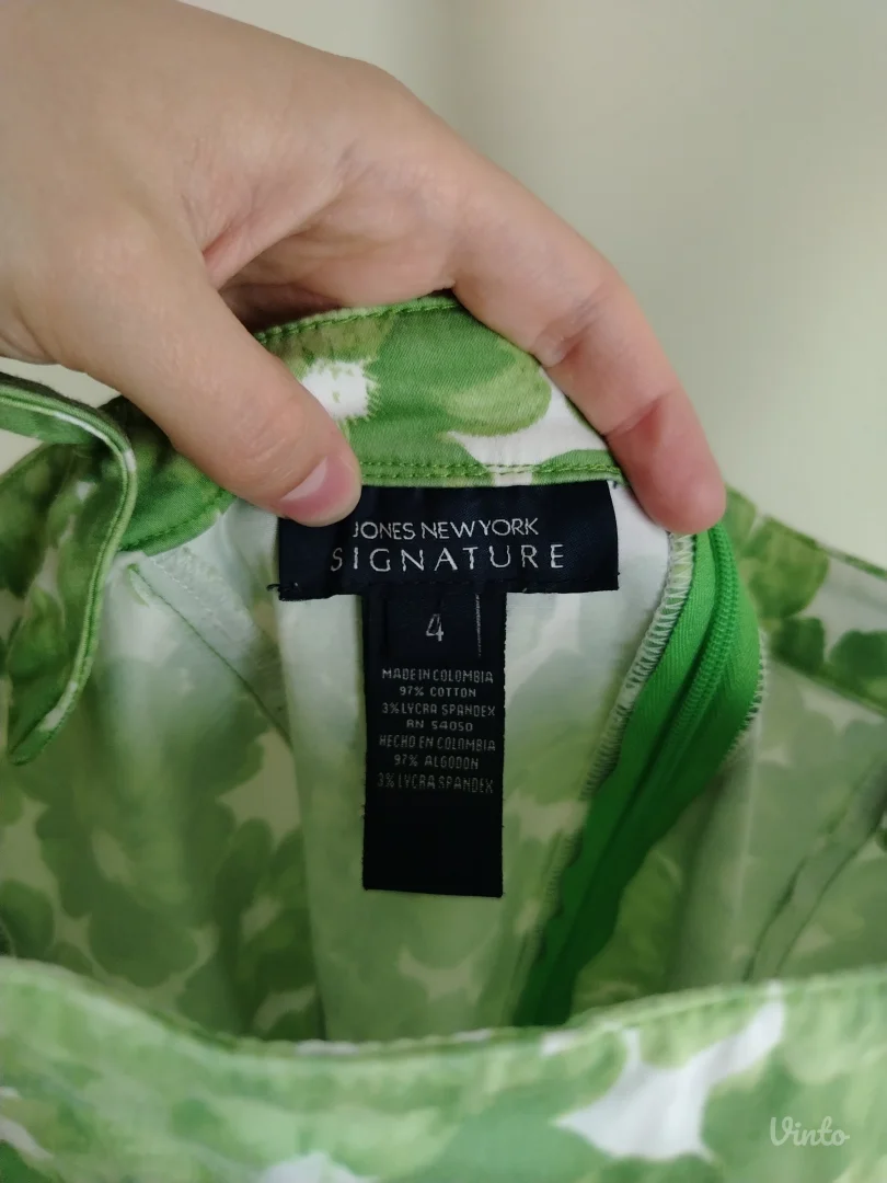 LETNJA ZELENA MINI HALJINA SA CVETNIM DEZENOM