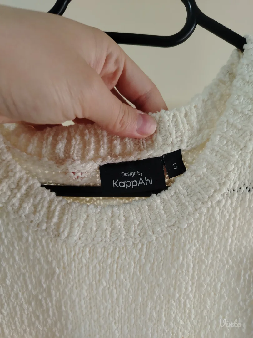 PROVIDNA PLETENA MAJICA U BEŽ/BELOJ BOJI