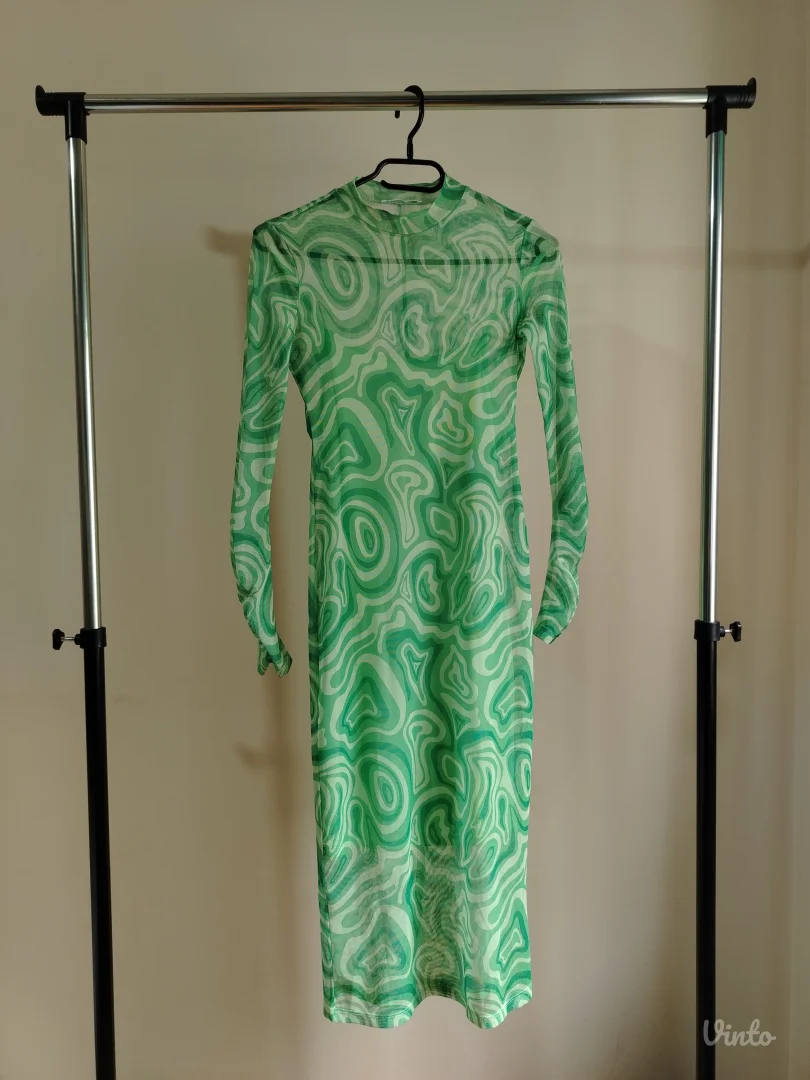 ZELENA MIDI HALJINA SA APSTRAKTNIM PRINTOM