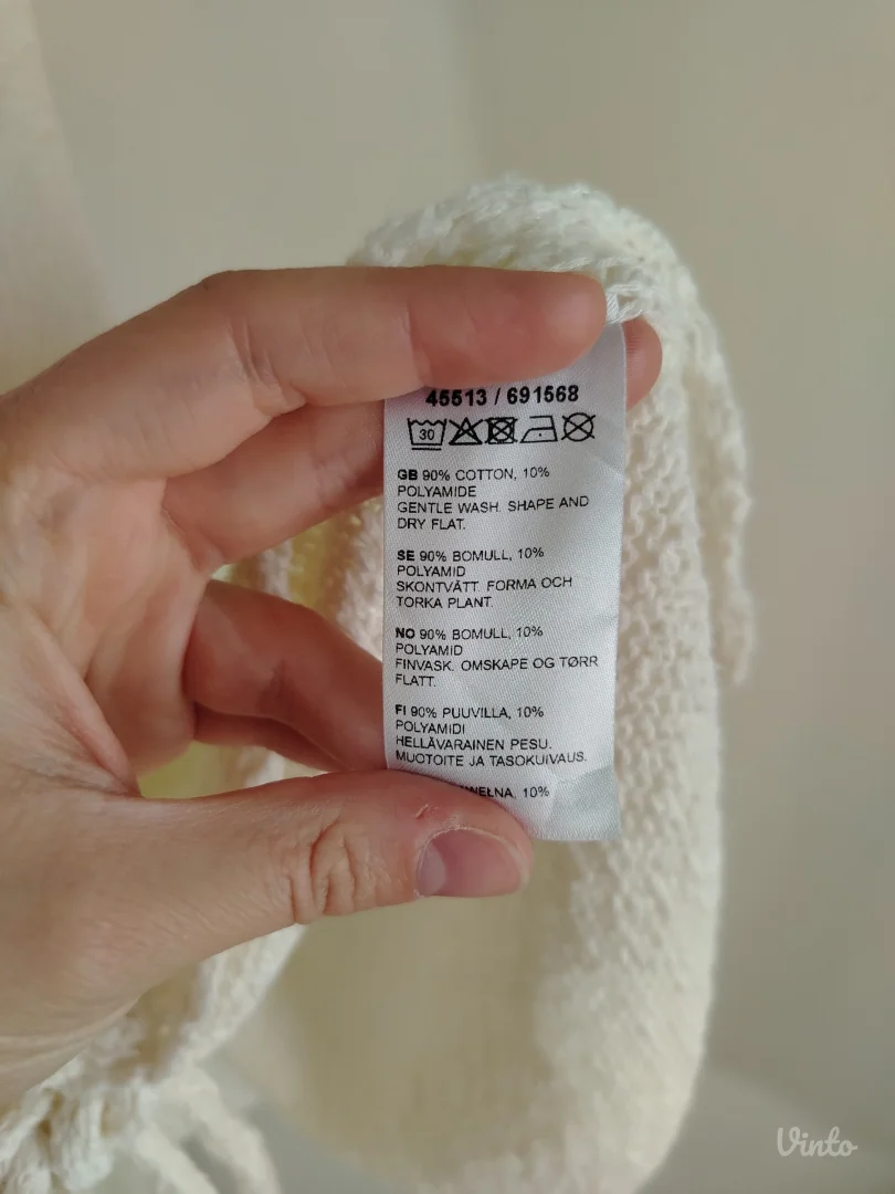 PROVIDNA PLETENA MAJICA U BEŽ/BELOJ BOJI