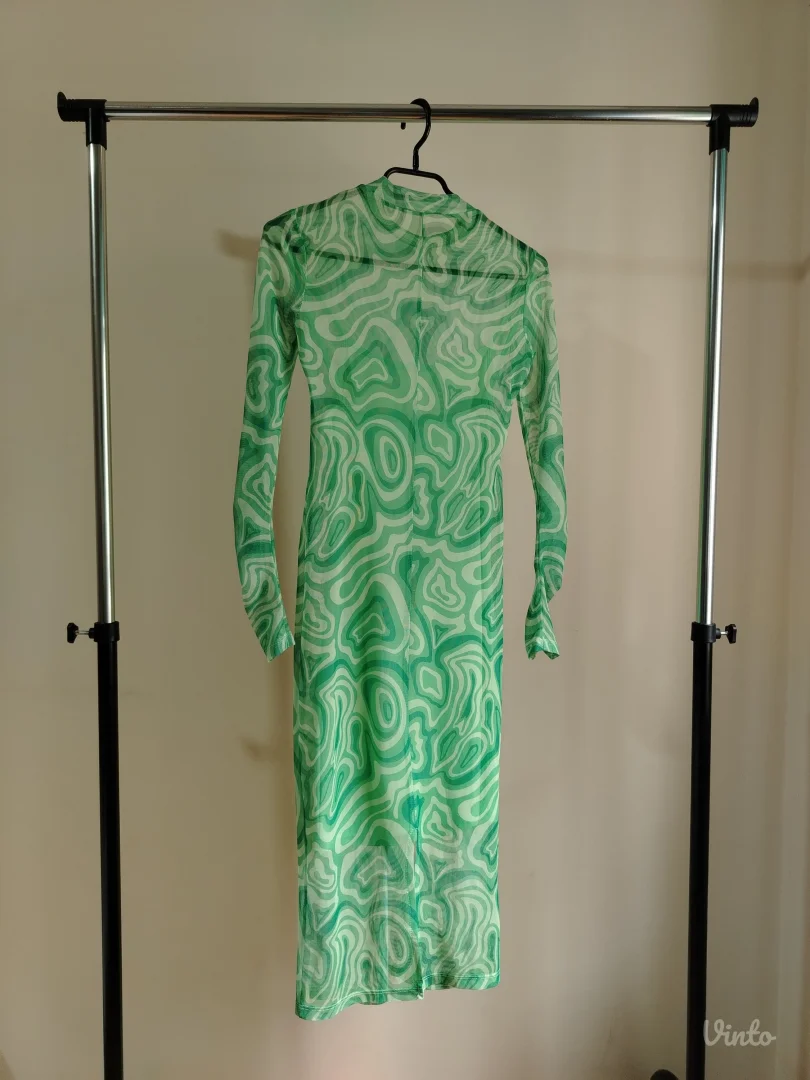 ZELENA MIDI HALJINA SA APSTRAKTNIM PRINTOM