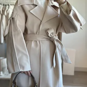 NOV ženski kaput S (bež i burgundy)