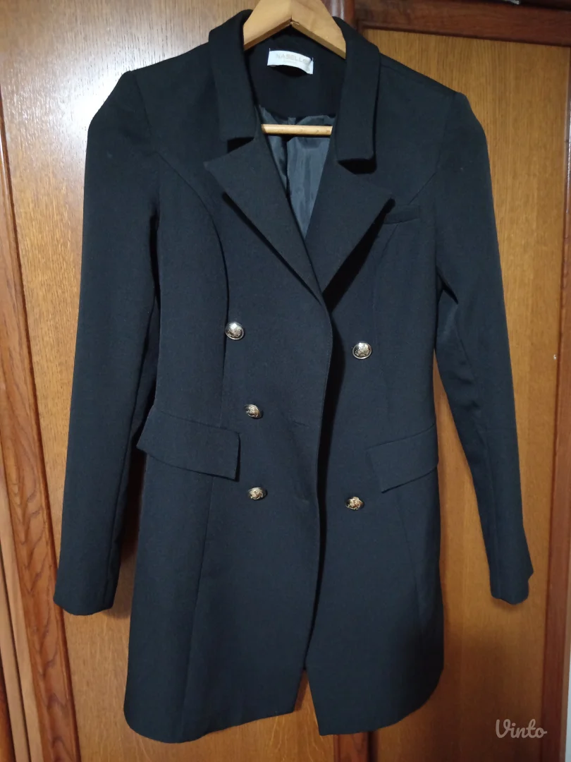 Elegantni strukirani vecernji crni sako