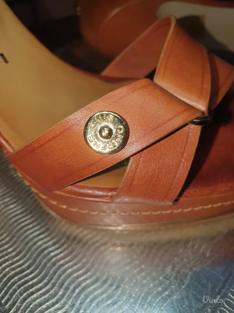 Braon kožne platform sandale sa kaiševima