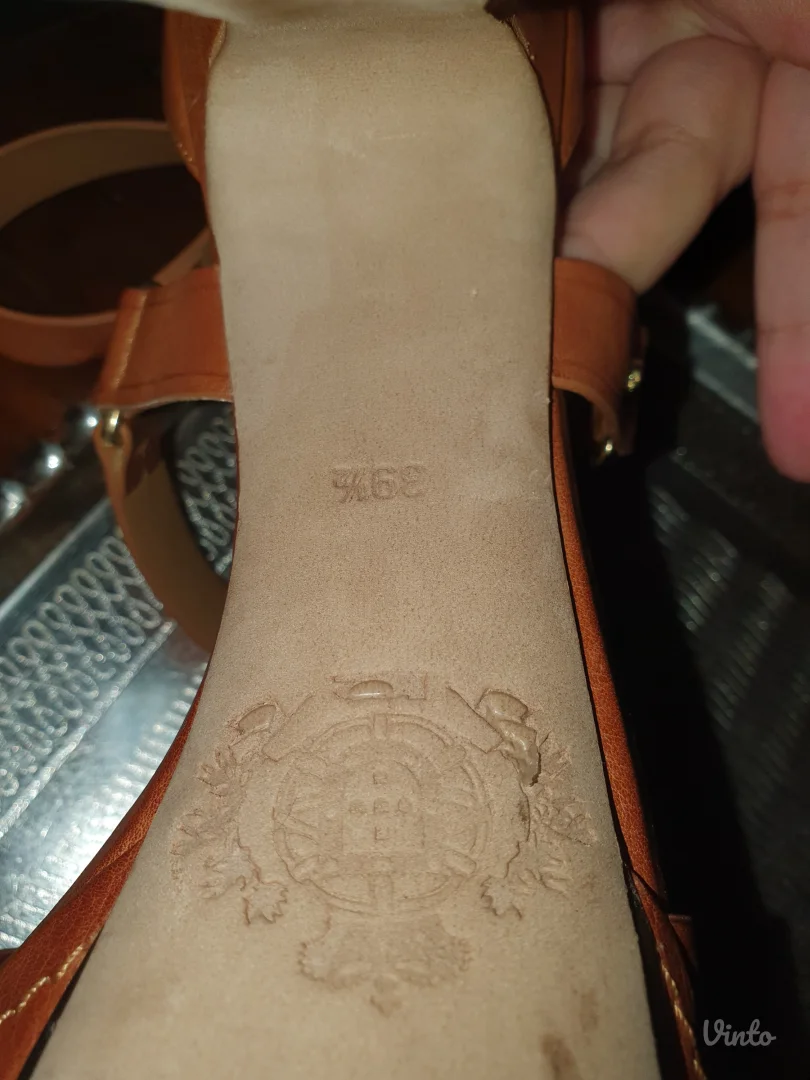 Braon kožne platform sandale sa kaiševima