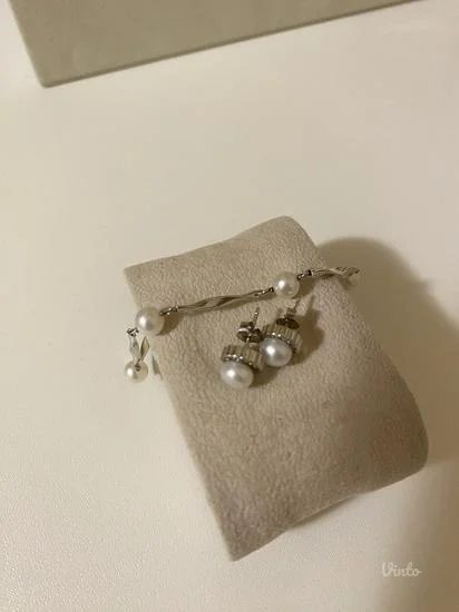 Biserni set srebra narukvica i mindjuše