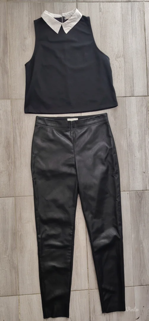 Kožne pantalone i bluza set