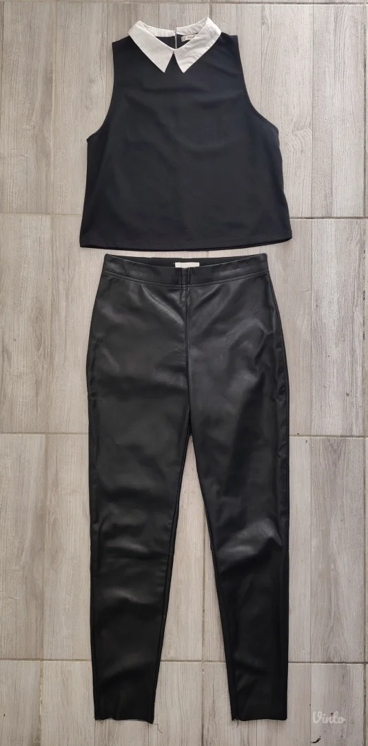 Kožne pantalone i bluza set