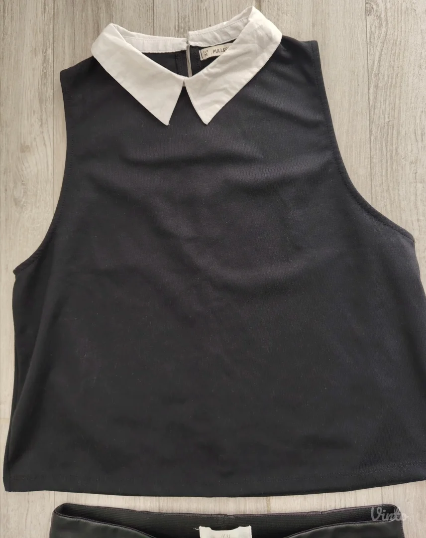 Kožne pantalone i bluza set