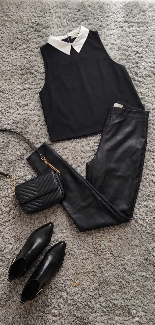 Kožne pantalone i bluza set