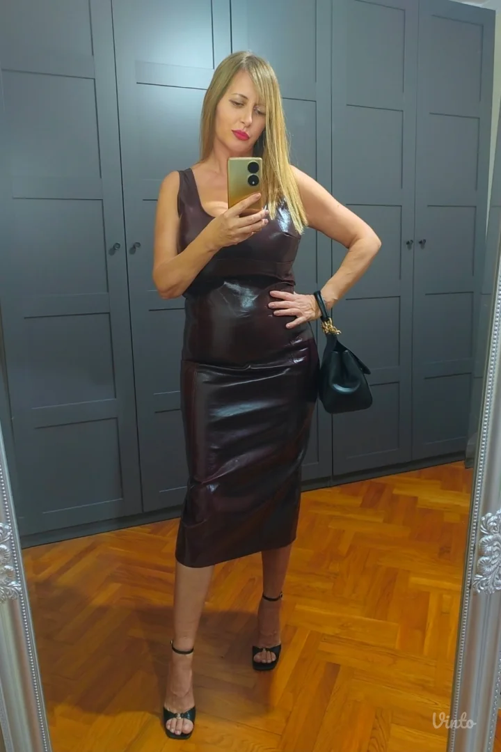 Burgundi haljina eko koža