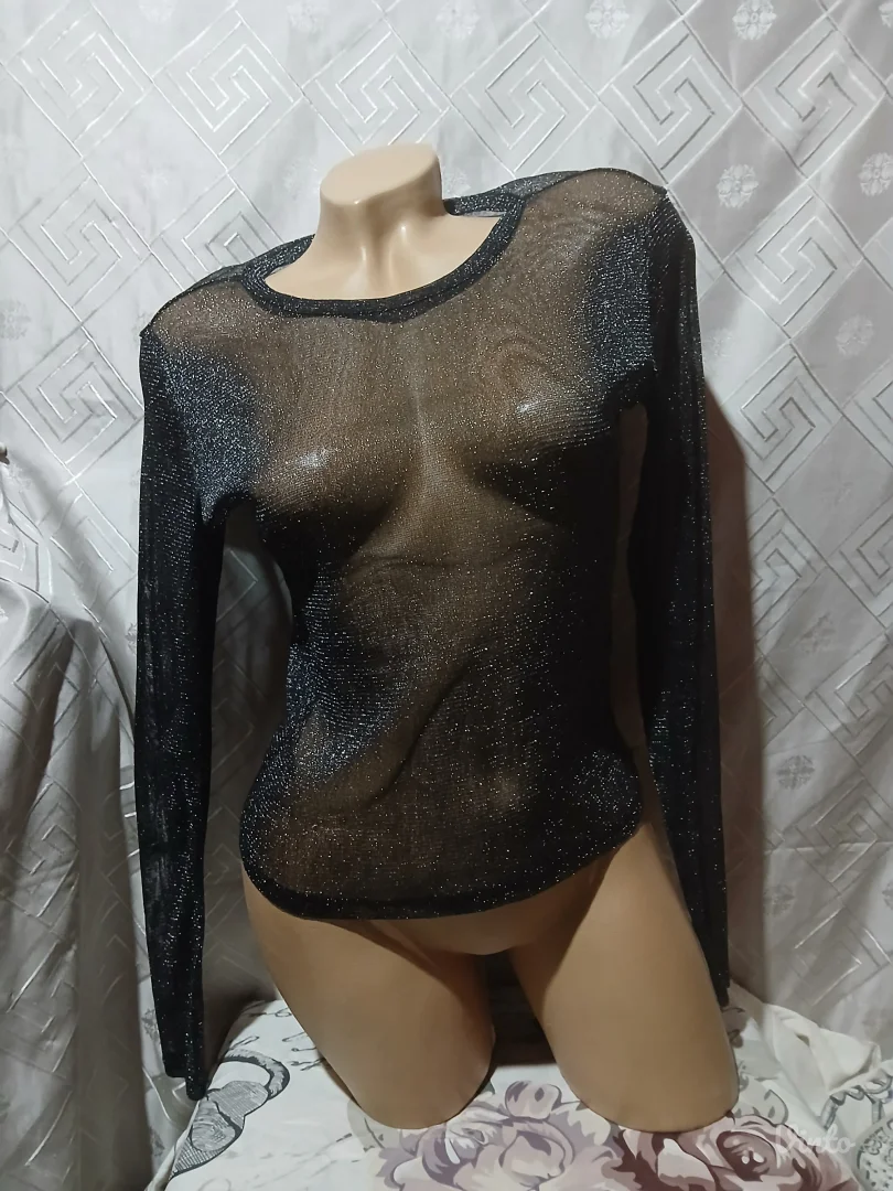 H&M mrežasta srebrna bluza S/M