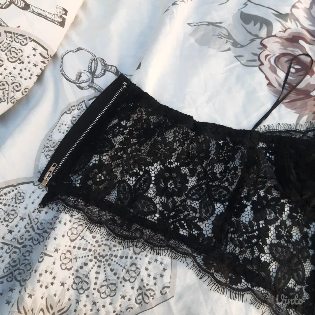 Missguided Sexy Crni Korset Top od Cipke XL Novo sa Ett.