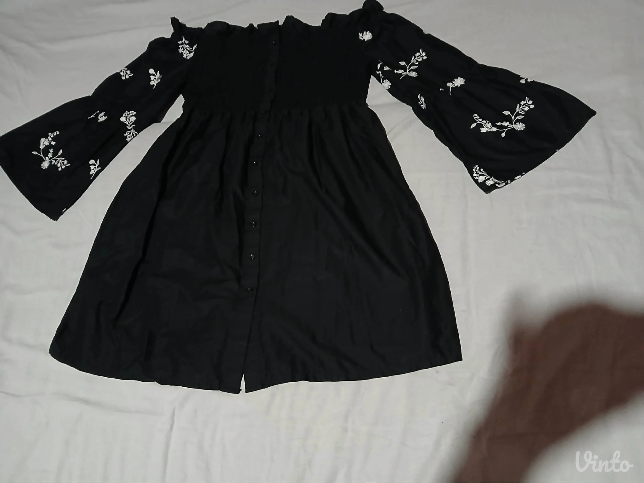 Crna tunika/kosulja sa vezom Plus Size