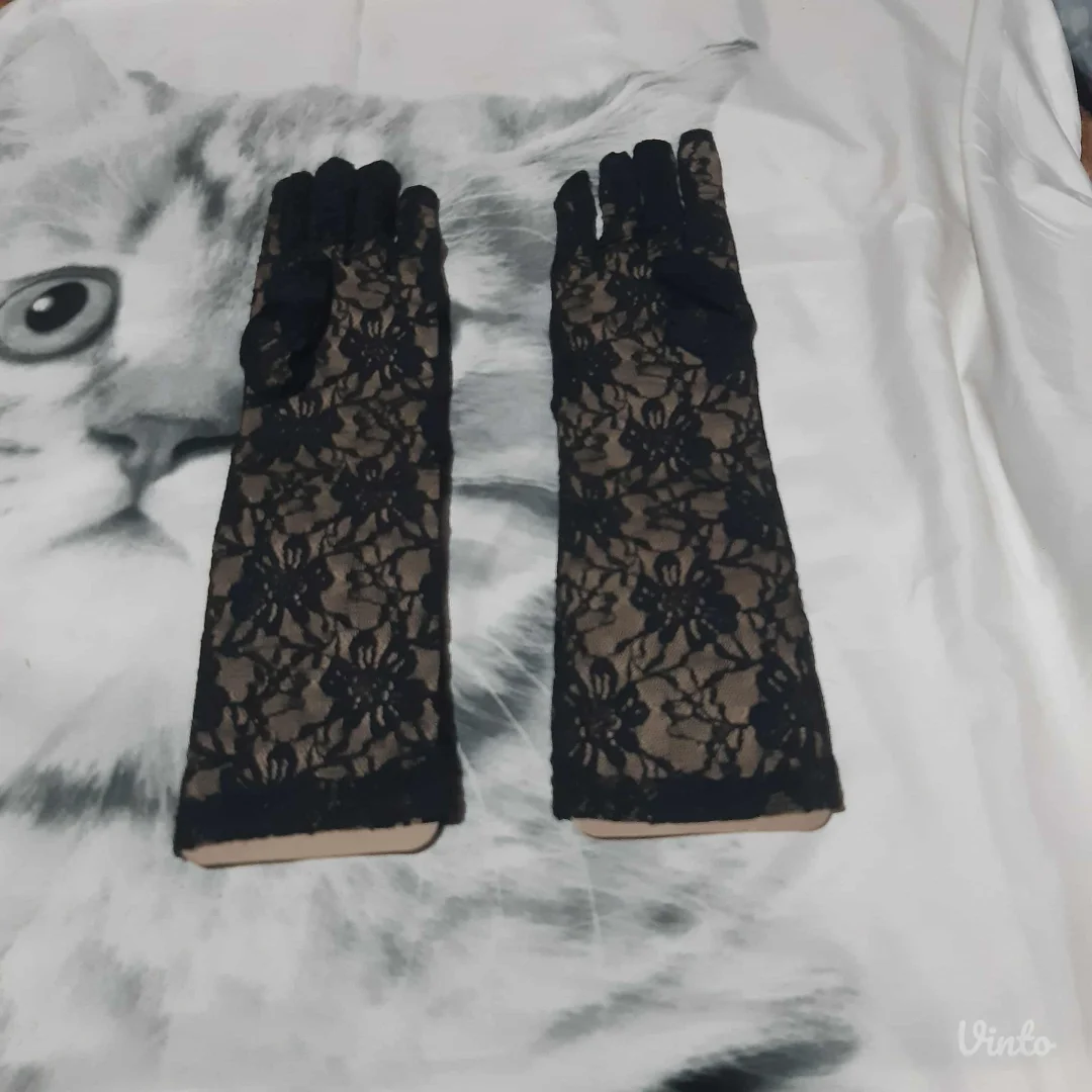 Nove Goth Cipkaste crne rukavice S