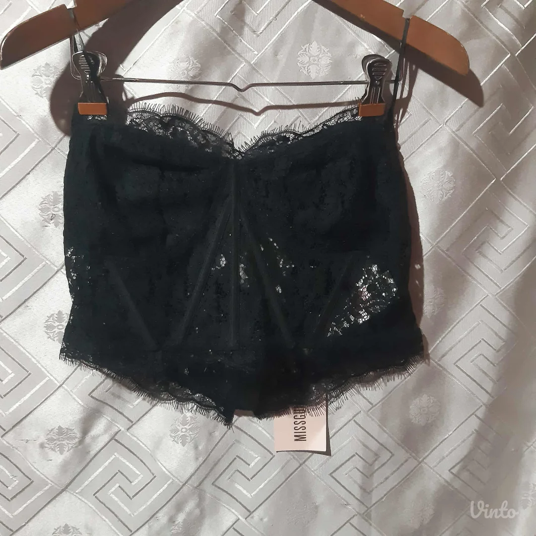 Missguided Sexy Crni Korset Top od Cipke XL Novo sa Ett.