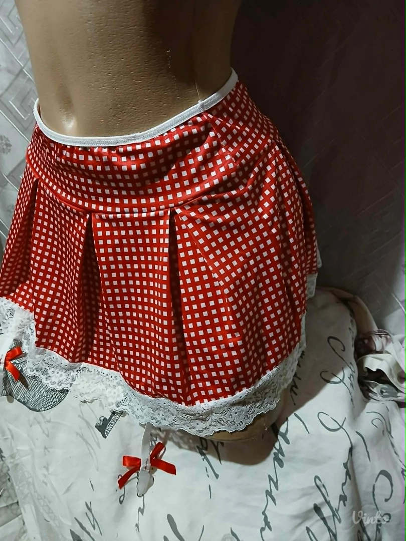 Sexy karirana suknjica sa cipkom i dva haltera S