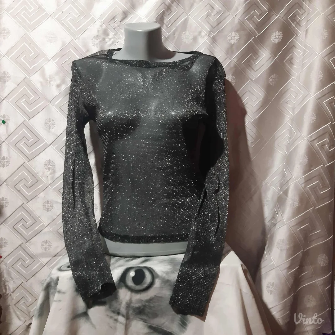 H&M mrežasta srebrna bluza S/M