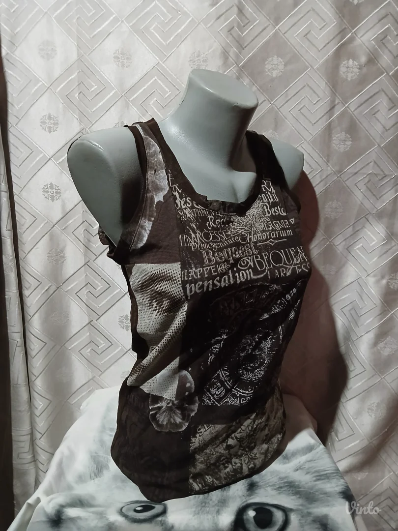 Y2K mrezasta braon majica L/XL