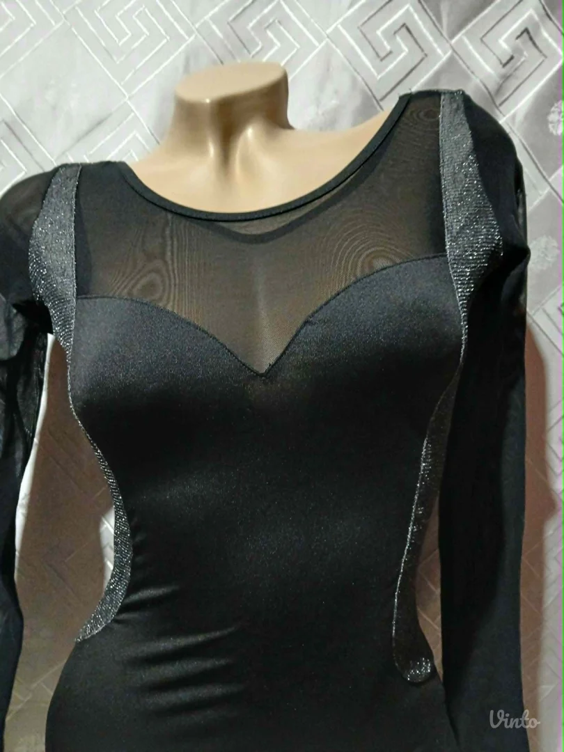 Crno/Srebrna bluza uz telo S