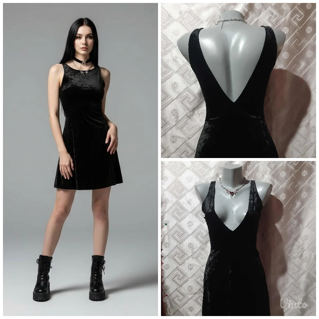 H&M Mala Crna Plisana Haljina XS/S