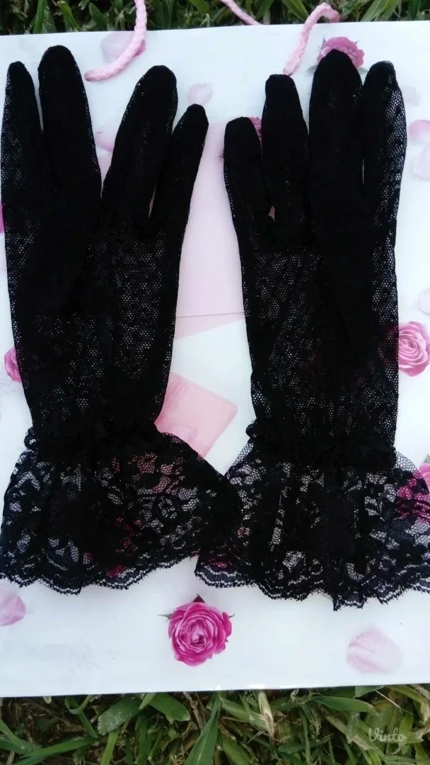 Nove Čipkaste Damske Crne rukavice M/L