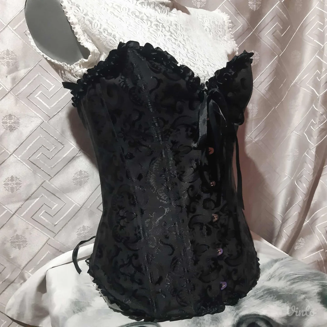 Crni Goth Brokatni Korset S/M