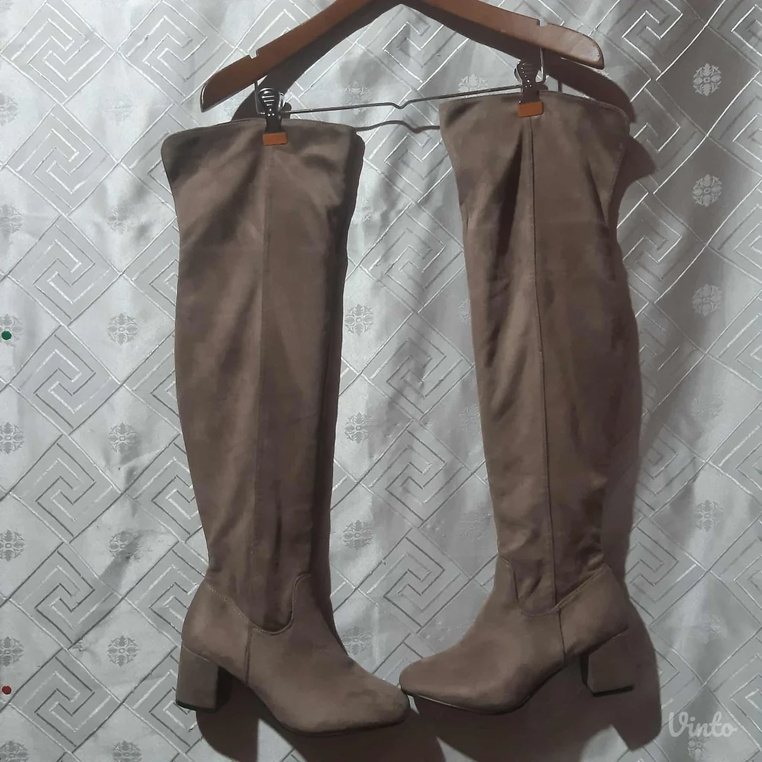 Krem/Braon cizme iznad kolena 39