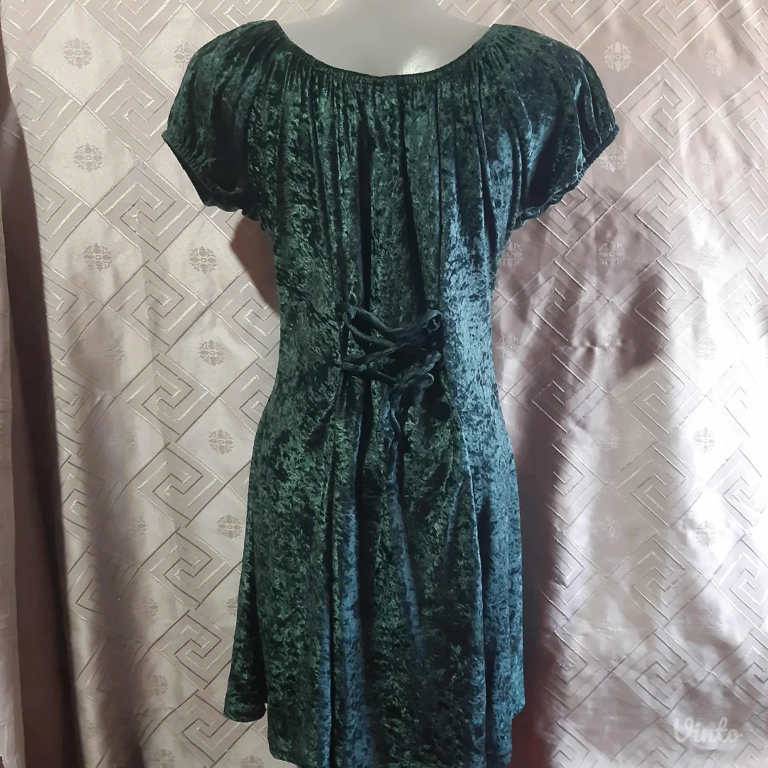 Vintage/Retro Plisana zelena haljina M/L