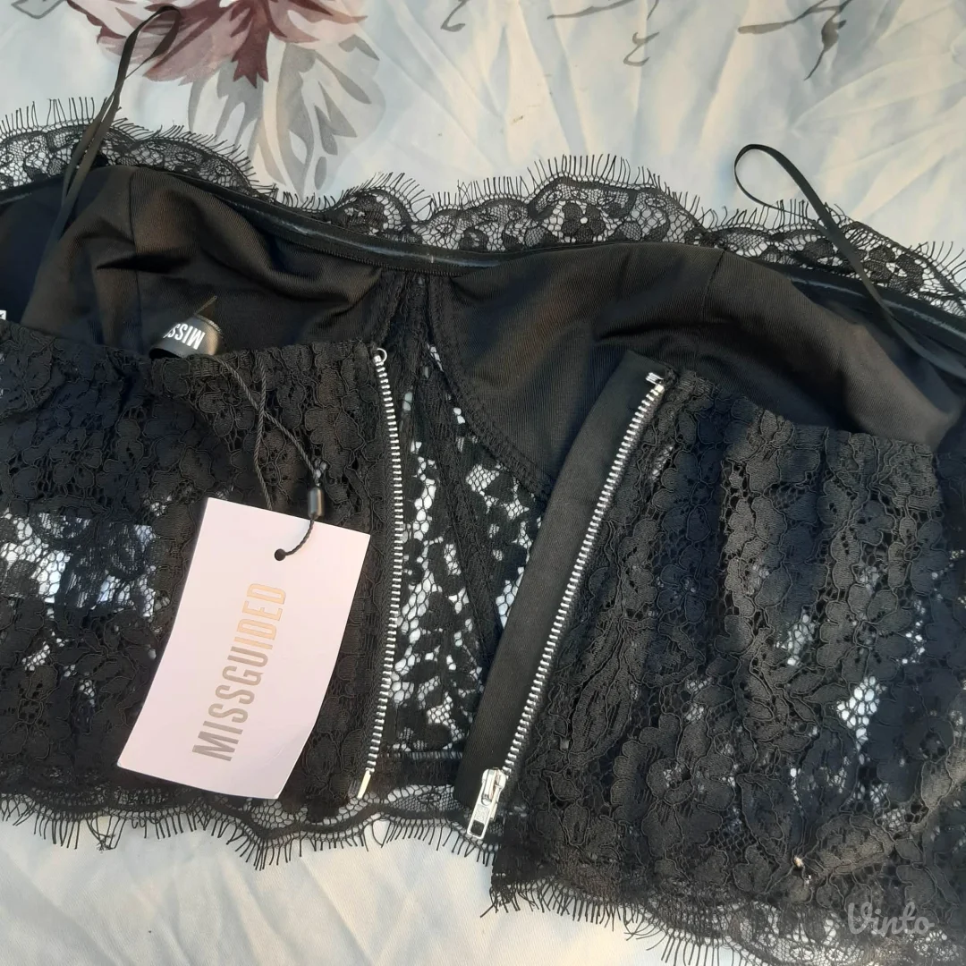 Missguided Sexy Crni Korset Top od Cipke XL Novo sa Ett.