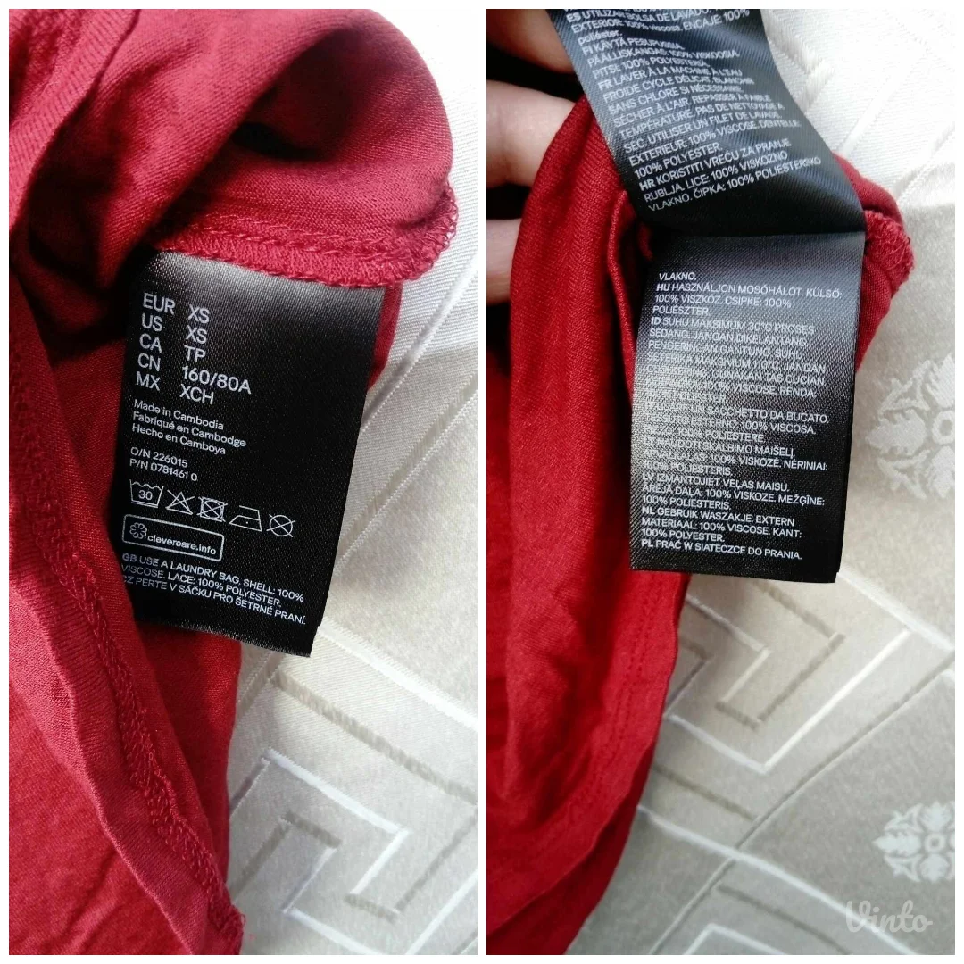 H&M tamno crvena majica XS/S