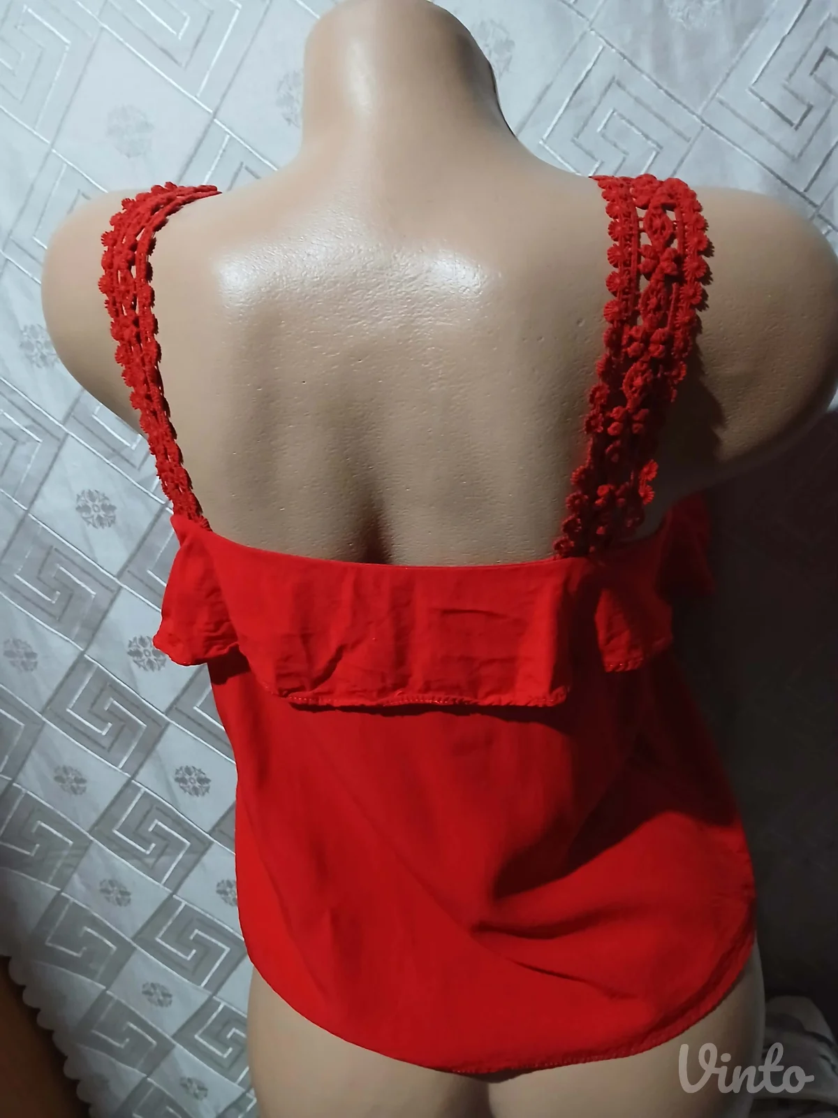 Crvena crop kosulja bez rukava Viskoza S