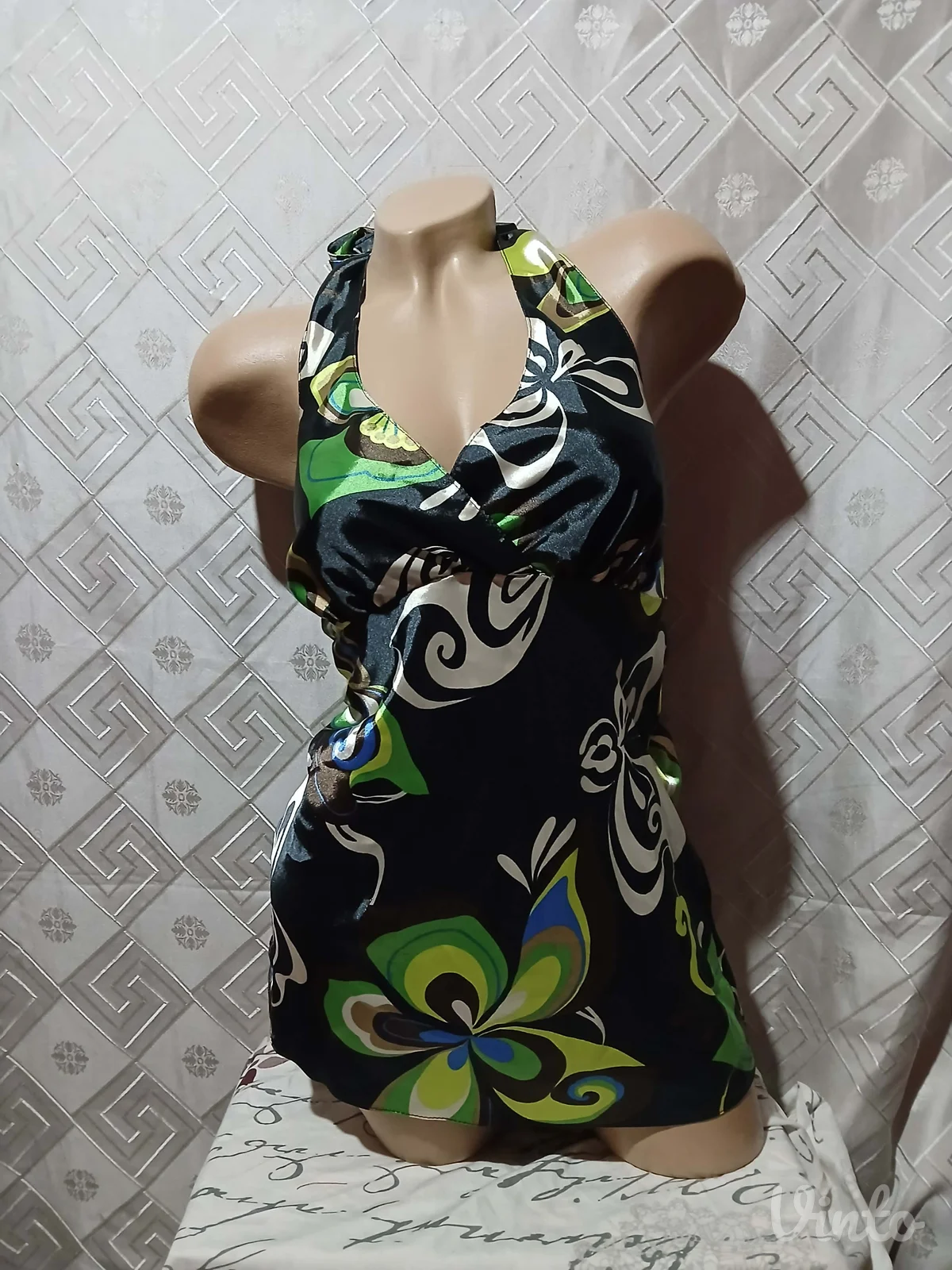 Retro saten sarena majica na vezivanje S/M