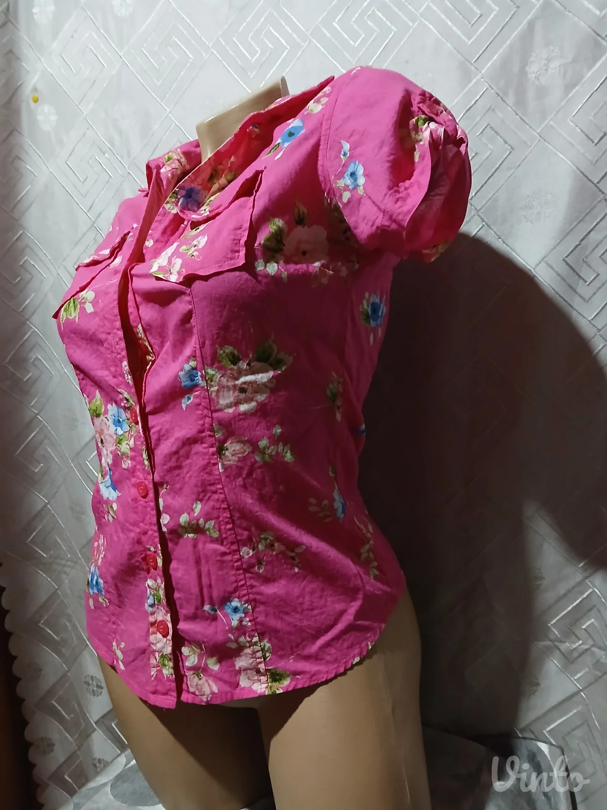 Roze kosulja floral pamuk XS