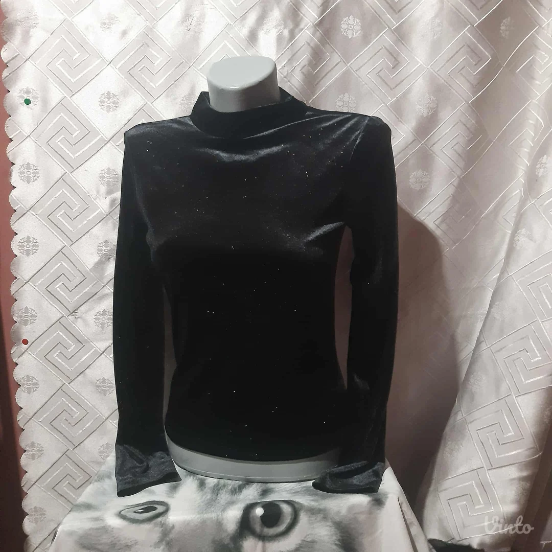 Monki plisana bluza sa zlatnom prasinom XS