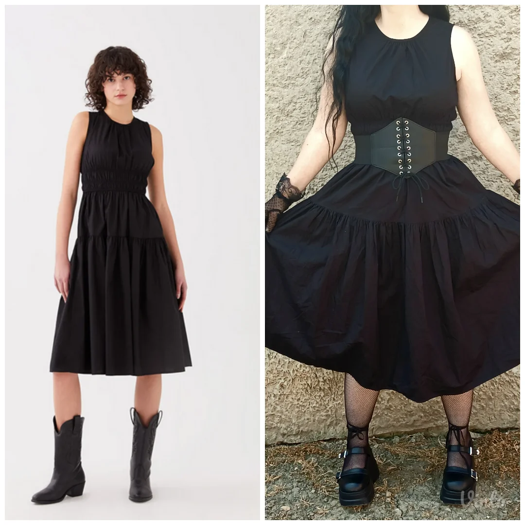 Crna Goth Haljina M 100% Pamuk