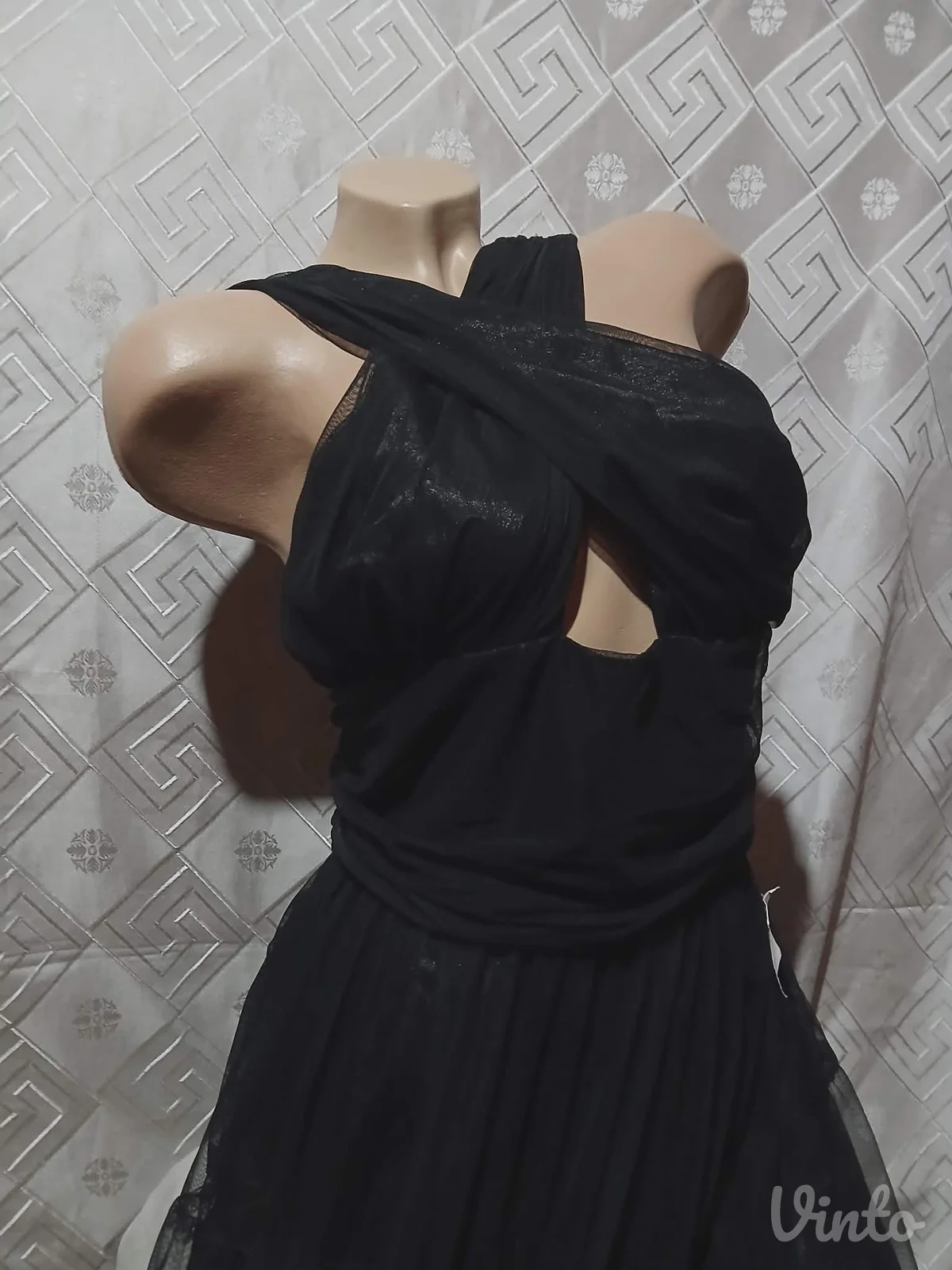 Nova Lace&Beads svecana crna haljina za visoke M