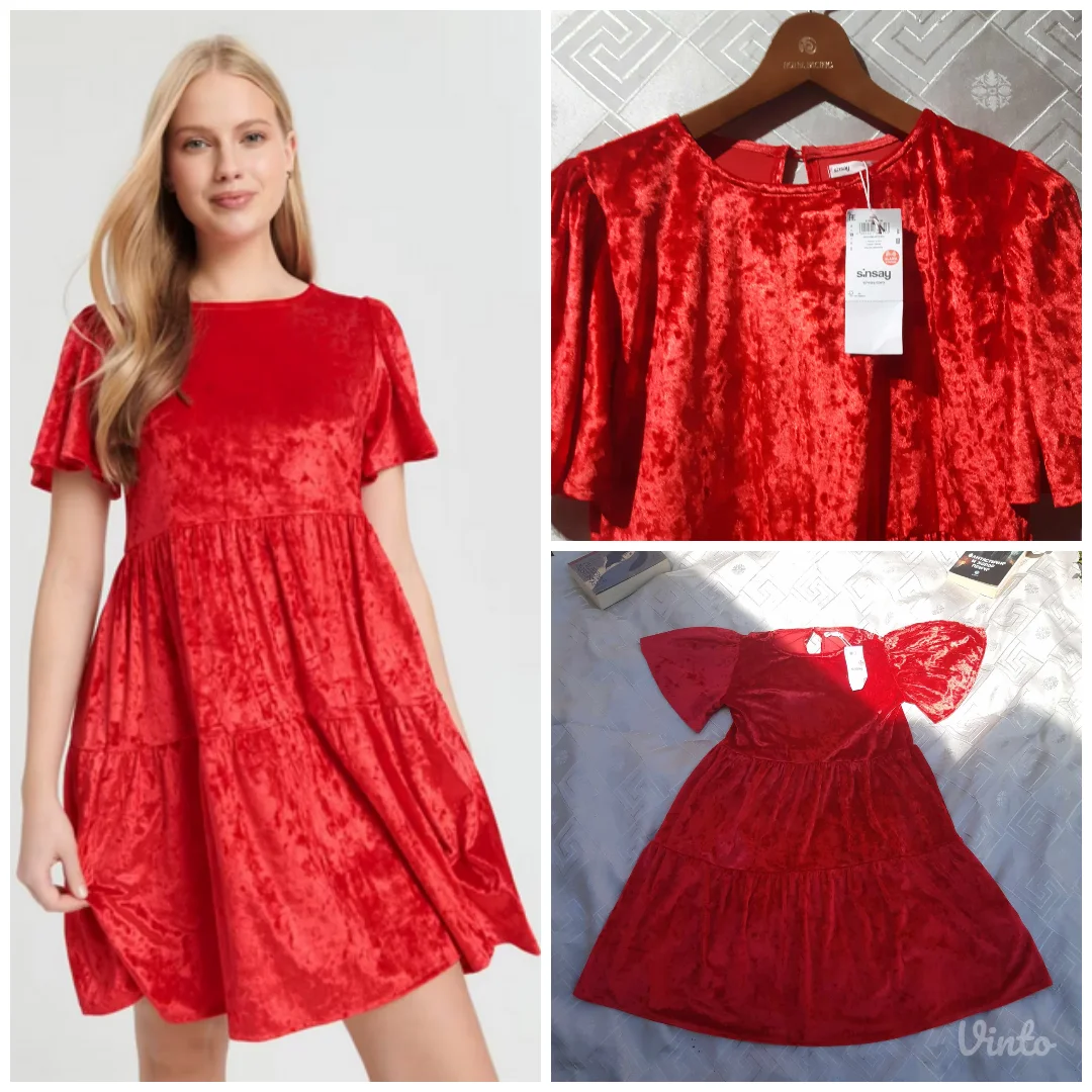 Sinsay crvena plisana haljina M Novo sa ett.