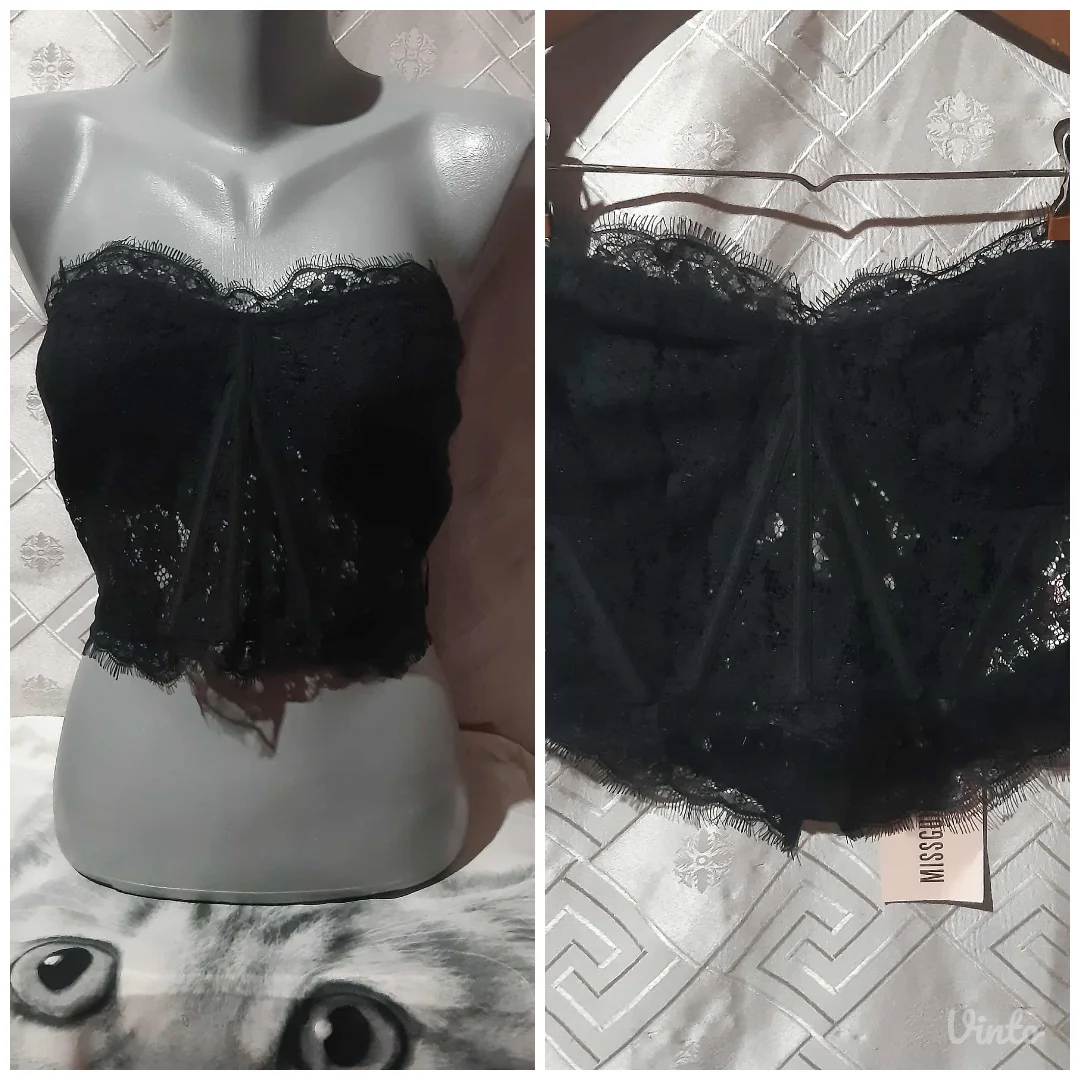 Missguided Sexy Crni Korset Top od Cipke XL Novo sa Ett.
