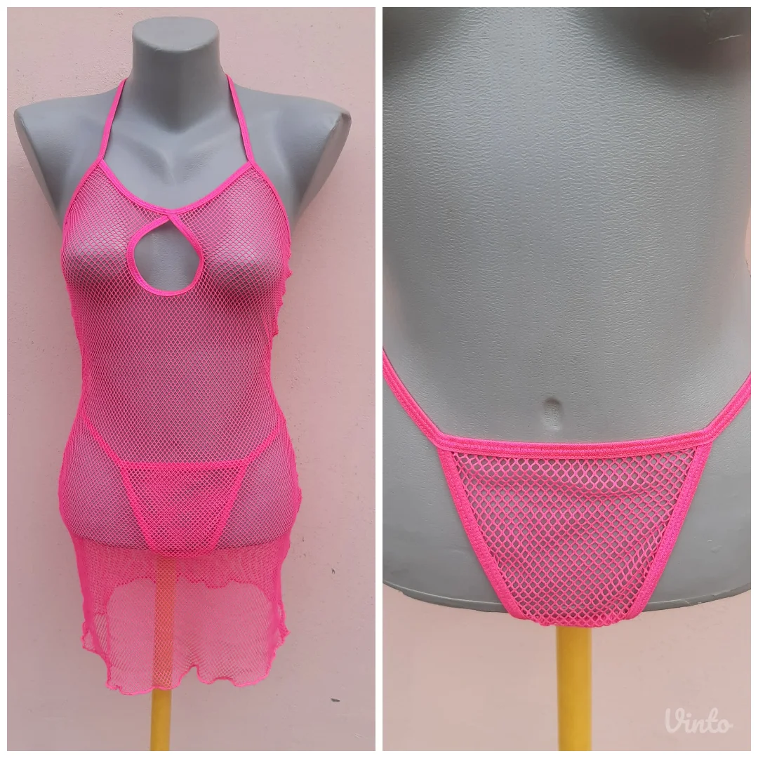 Nov Seven 'til Midnight Fetish Neon roze mrezasti set